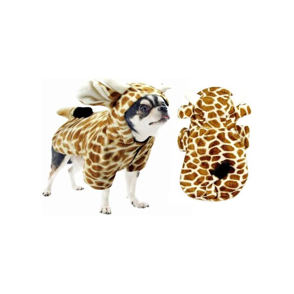 Pet Fleece Giraffe Coat for Small Dogs Halloween Costume Warm Winter Pet Jacket