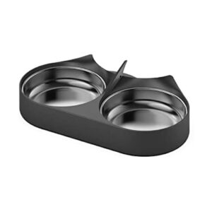 Pet Food Splitter with Stainless Steel Bowls for Easy Feeding