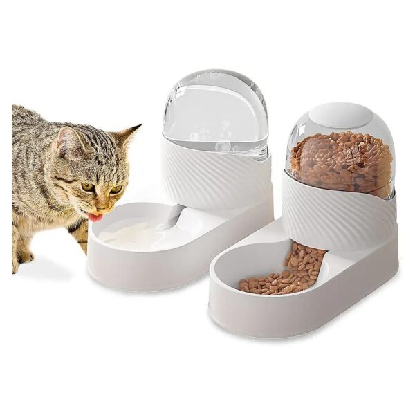 Pet Food and Water Dispenser Set with Large Capacity and Gravity Feed for Small Pets