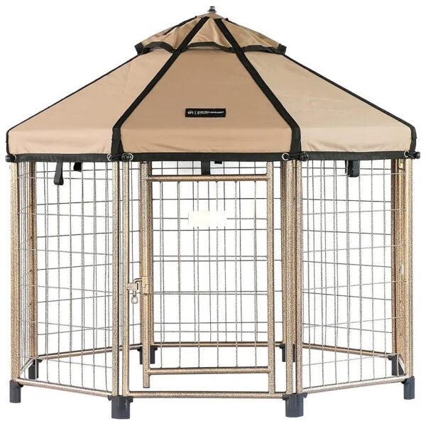 Pet Gazebo Metal Kennel with Quick Setup and Breakdown for Large Dogs up to 100 lbs