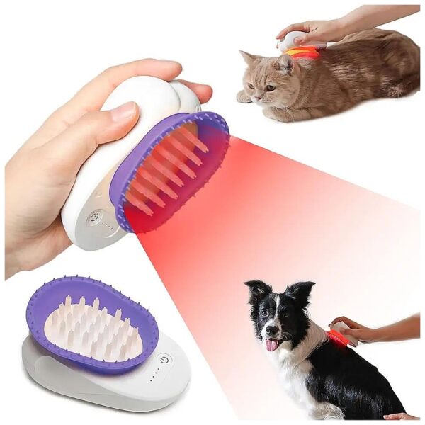 Pet Grooming Brush with LED Therapy for Dog and Cat Shedding and Pain Relief