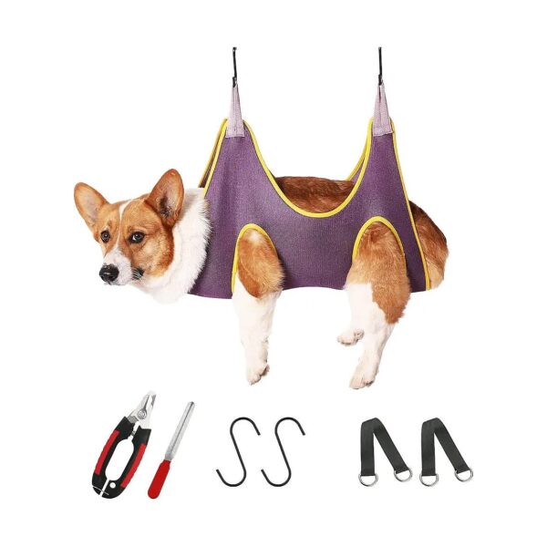 Pet Grooming Hammock Harness with Nail Clippers Trimmer and File for Small Cats and Dogs