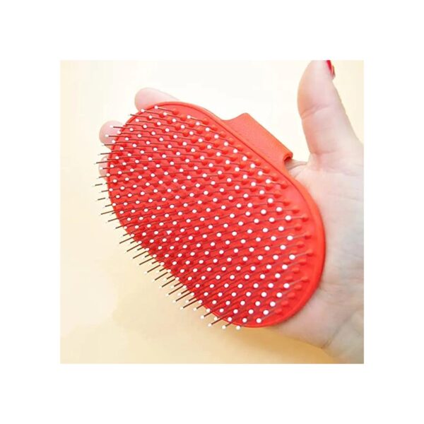 Pet Grooming Massager with Rubber Brush and Stainless Steel Pin for Gentle Exfoliation