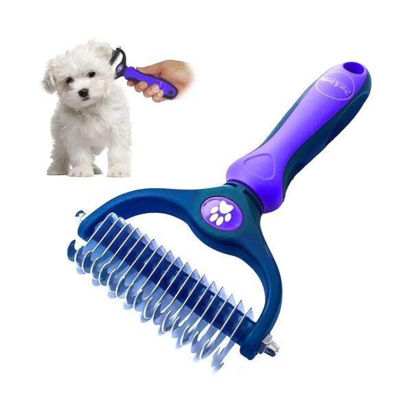 Pet Grooming Tool for Thick Hair, Undercoat Rake, Mats and Tangles, Purple, Metal