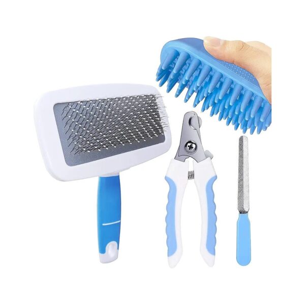 Pet Grooming Tools Kit for All Kinds of Pets with Self Cleaning Brush