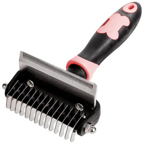 Pet Hair Deshedding Brush with Sharpened Teeth for Safe and Easy Mat Removal