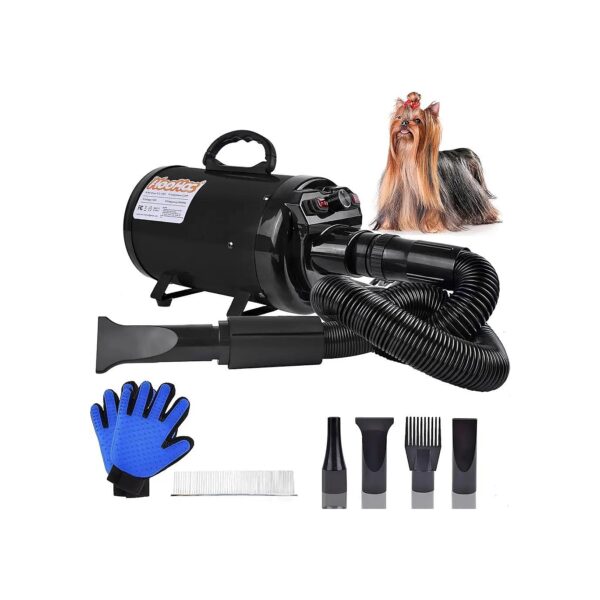 Pet Hair Dryer with 4 Different Nozzles and Compact Design