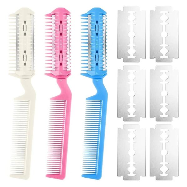 Pet Hair Trimming and Cutting Kit for Dogs and Cats, 3PCS Razor Comb and 6 Bonus Blades