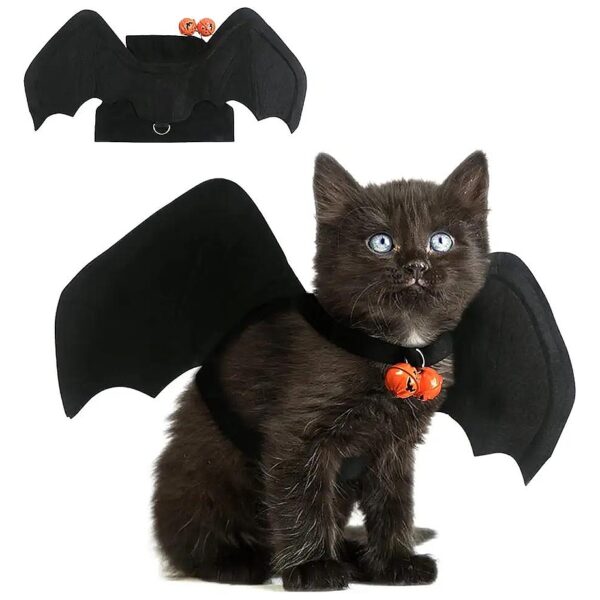 Pet Halloween Bat Wing Costume with Leash and Bells for Cats, Puppy, and Small Dogs