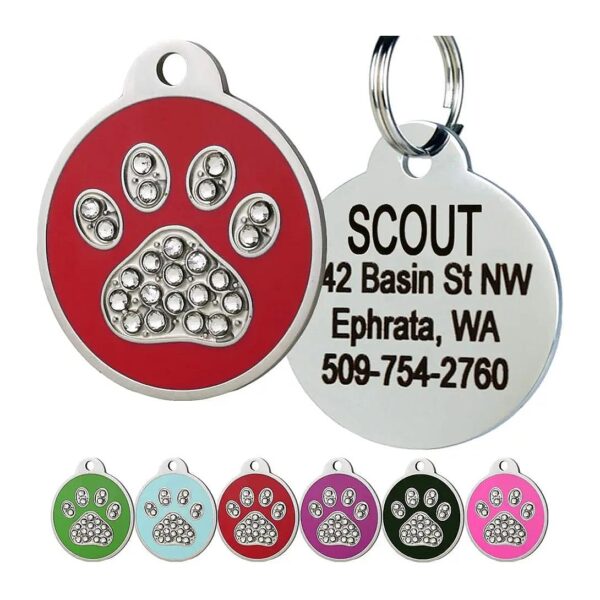 Pet ID Tag with Swarovski Crystals and Up to 4 Lines of Custom Text