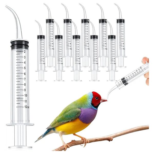 Pet Liquid Feeding Supplies 12 Pieces Curved Tip Syringes for Small Animals