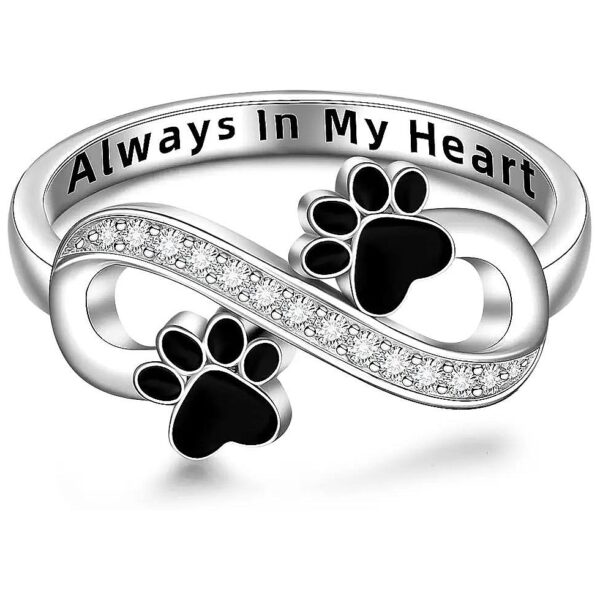 Pet Memorial Jewelry Gift Idea Sterling Silver Paw Ring Always In My Heart Promise