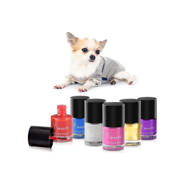 Pet Nail Polish for Dogs, Birds, and Small Animals - Easy to Use and Remove, 6 Colors