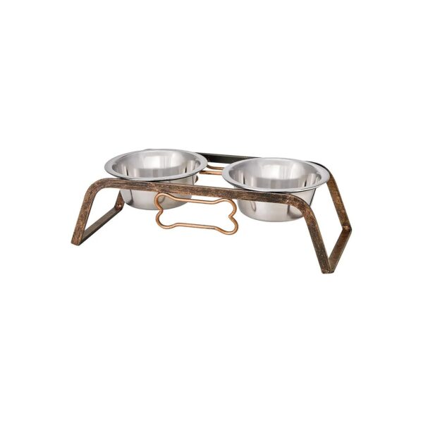 Pet Owners' Favorite Dog Feeding Station with Aged Copper and Stainless Steel