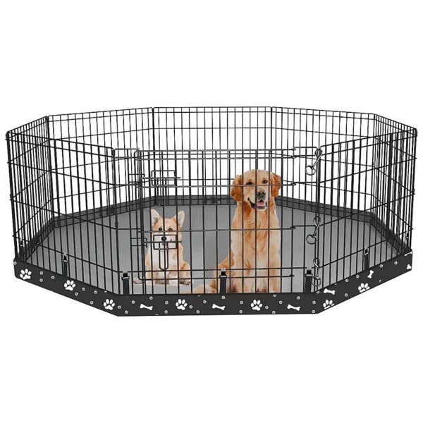 Pet Playpen Accessories Black 24" Octagonal Waterproof Dog Playpen Bottom Pad