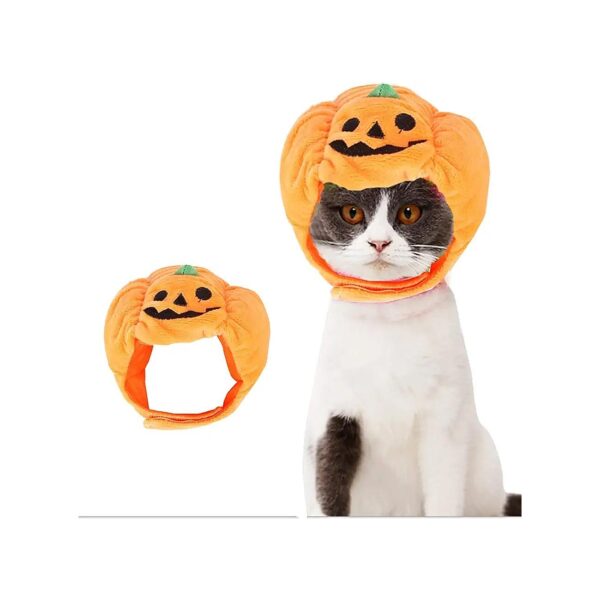 Pet Pumpkin Hat for Cats and Small Dogs Halloween Costume Head Accessory