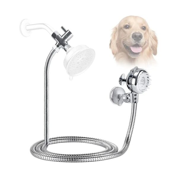 Pet Shower Set with Suction Holder for Bathroom Shower Arm, Gentle Massage and Grooming