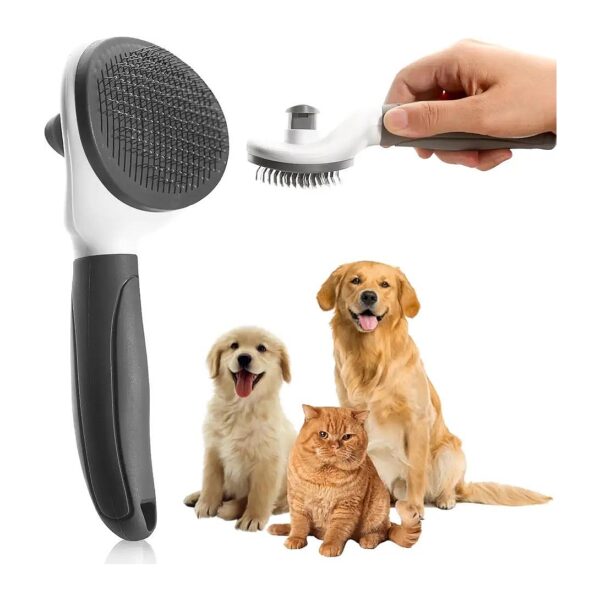 Pet Slicker Brush with Built-in Self Cleaning and Retractable Bristles for Easy Grooming