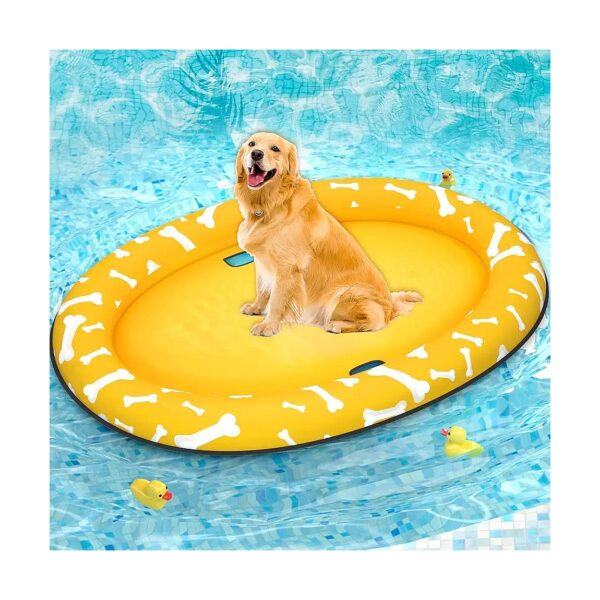 Pet Soft Large Dog Float Raft for Cooling Summer Days in Bone Yellow