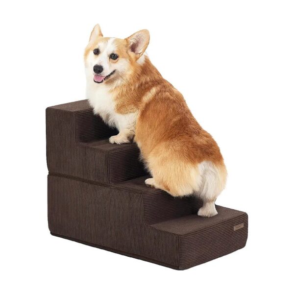 Pet Stairs for Small Dogs and Cats with High-Quality CertiPUR-US Foam - 4 Steps