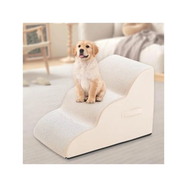 Pet Stairs for Small Dogs with Joint Pain, 3-Step Design, Beige