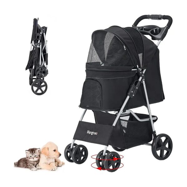 Pet Stroller with Cozy and Secure Design for Small Dogs and Cats