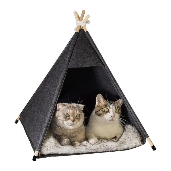 Pet Teepee Tent for Small Pets with Thick Cushion and Machine Washable Cover