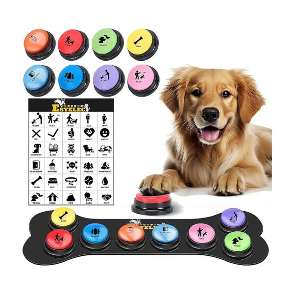 Pet Training Aids Kit with Voice Recording, 30 Scene Stickers, and Dog Button Mat