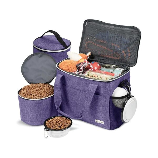 Pet Travel Kit with Multiple Compartments, Insulated Food Bags