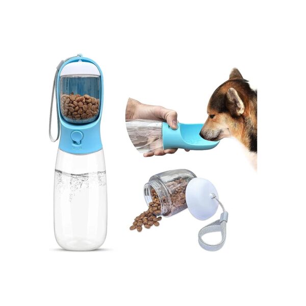 Pet Water Bottle with Food Container Combo for Cats Dogs and Small Animals