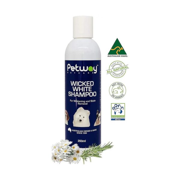 Petcare Natural Whitening and Stain Removal Shampoo for Dogs with White Coat Skin