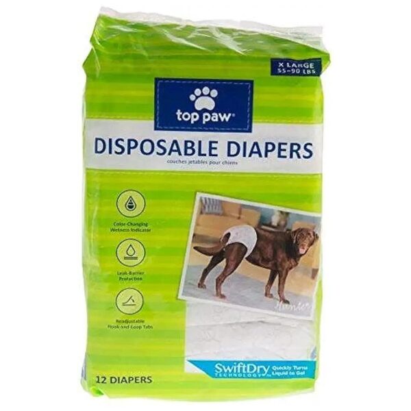 Petit Nest 12 Pack Disposable Dog Diapers for Large Dogs