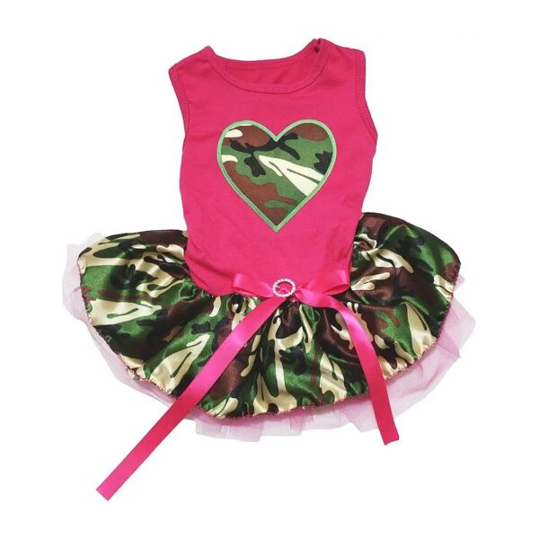 Petite Hot Pink Camouflage Dog Dress for Small Breed Medium Chest 6" Dogs 8-13 lbs