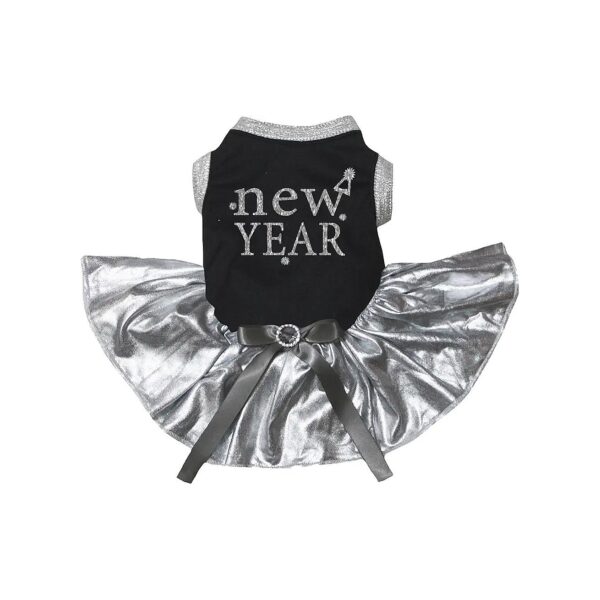 Petitebella Inspired New Year Black Silver Small Dog Dress