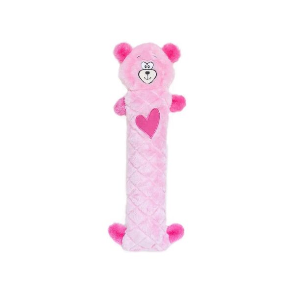 Pink Bear Plush Dog Toy with Crinkle Sounds and Squeaky Fun