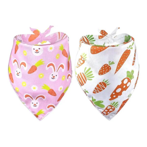 Pink Bunny Easter Dog Bandana Holiday Cat Scarf for Medium to Extra Large Pets