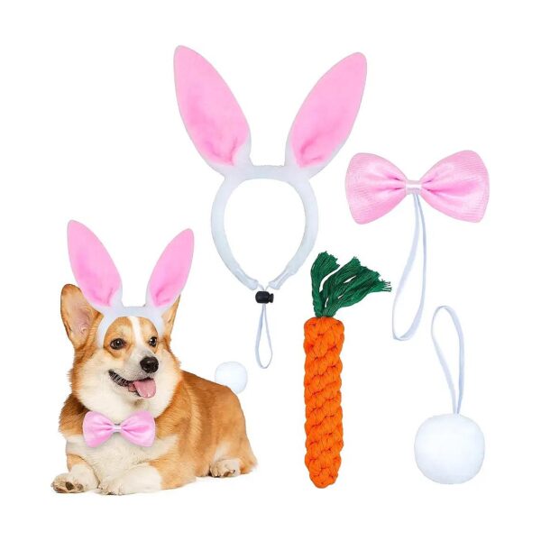 Pink Bunny and Carrot Dog Easter Outfit with Adjustable Size for Small Medium Large Dogs