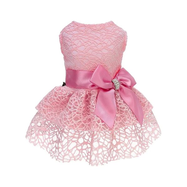 Pink Fancy Tulle Dress for Small Female Dogs and Cats XS Size