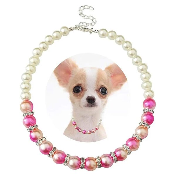 Pink Faux Pearl Pet Jewelry for Small Pets, Fashionable and Stylish Design