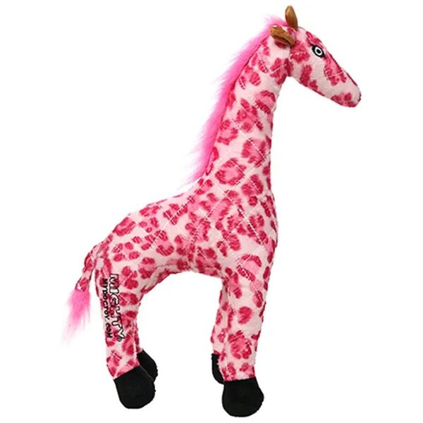 Pink Giraffe Dog Toy with Squeaker for Tug and Fetch Interactive Play