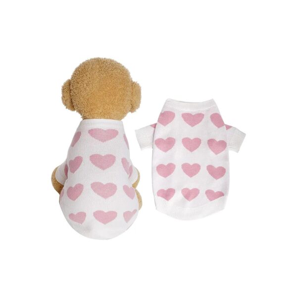 Pink Heart Puppy Sweater for Small Cats and Dogs Cozy Breathable Winter Clothes