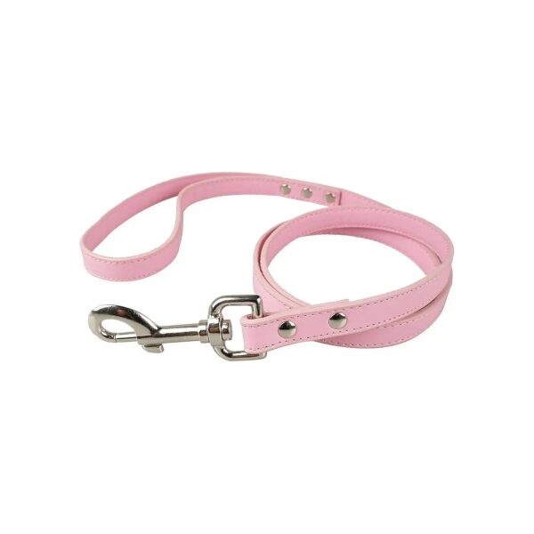 Pink Leather Dog Training Leash 5cm Width 120cm Long Genuine