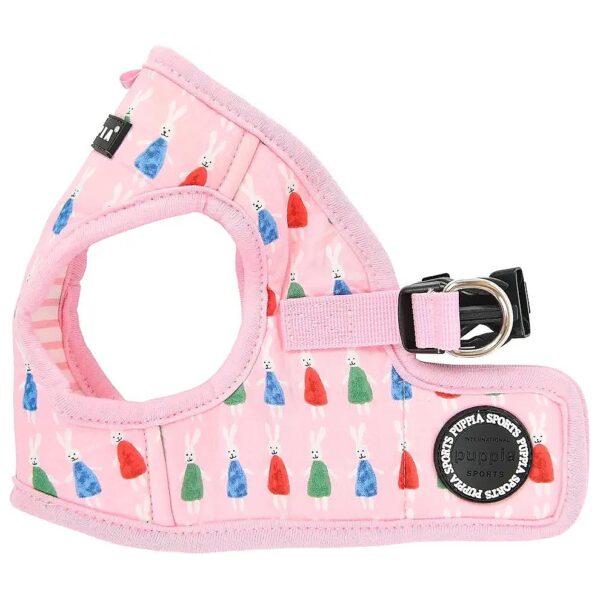 Pink Nylon Cartoon Pattern Puppy Harness with Adjustable Neck and Chest Sizes