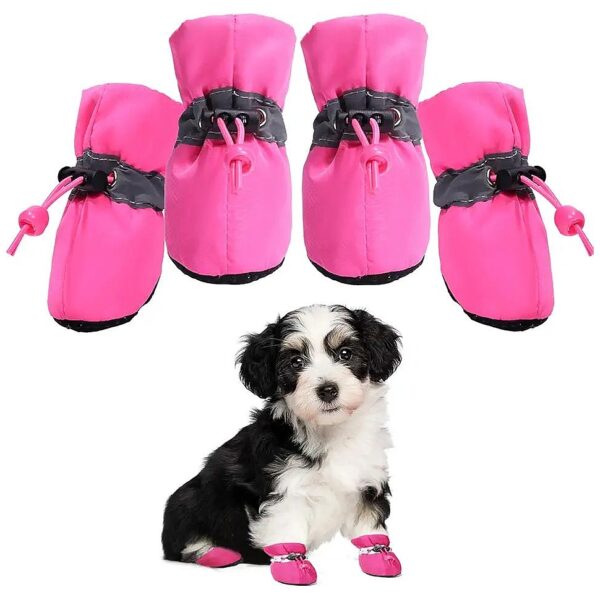 Pink Paw Booties for Small and Medium Dogs with Anti-Slip Sole and Soft Lining