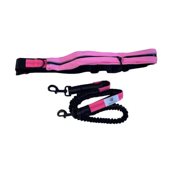 Pink Pet Dog Jogging Waist Belt Leash Hand Free Leash for Medium to Large Size