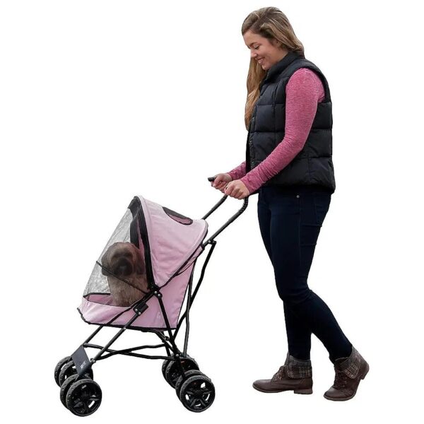 Pink Pet Stroller for Cats and Dogs Up to 15 Pounds Lightweight and Portable