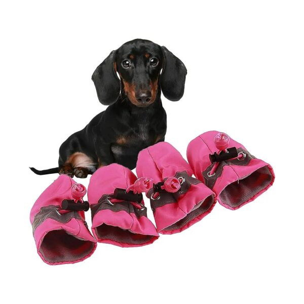 Pink Puppy Dog Shoes Soft Sole Waterproof Non-Skid Pet Booties for Small Dogs Size 2