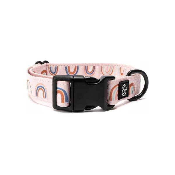 Pink Rainbow Dog Collar with Adjustable Metal Buckle for Pets