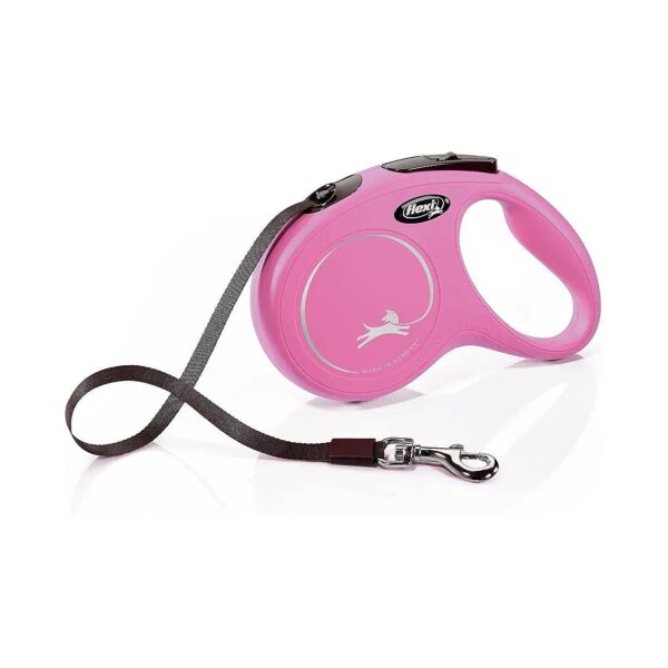 Pink Tape Leash for Small to Medium Weight Dogs with Expandable and Ergonomic Design