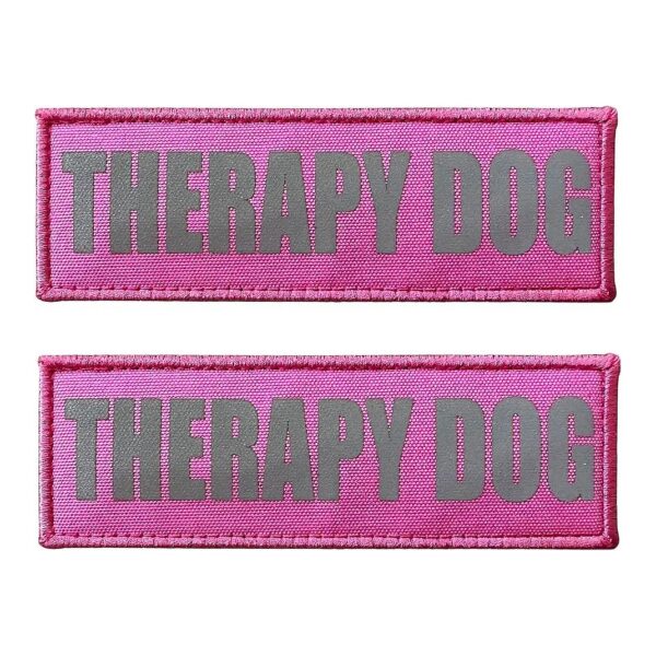 Pink Therapy Dog Reflective Patches with Free Loop Tape for Vests and Harnesses